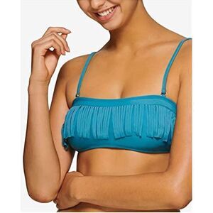 Hula Honey Blue Fringe Bandeau Swim Top Juniors Medium